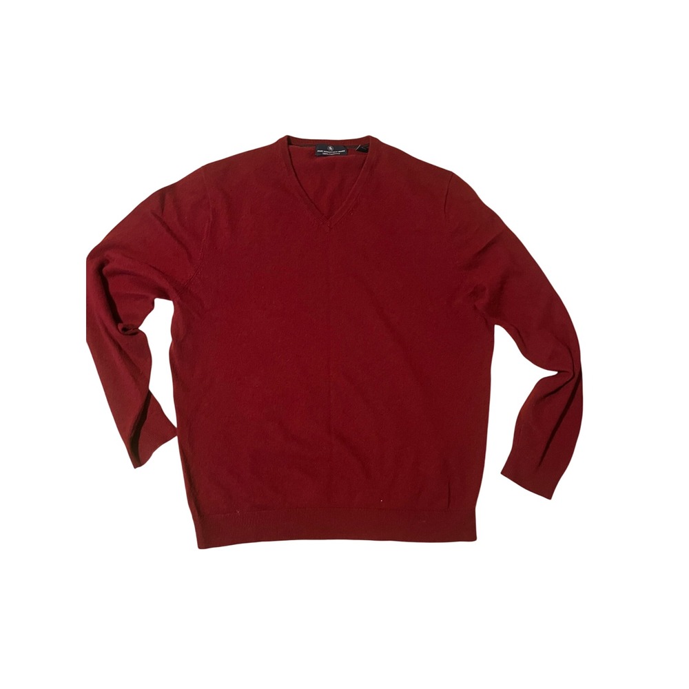 Hart Schaffner Marx Mens Burgundy V Neck 100% Cashmere Sweater XL‎